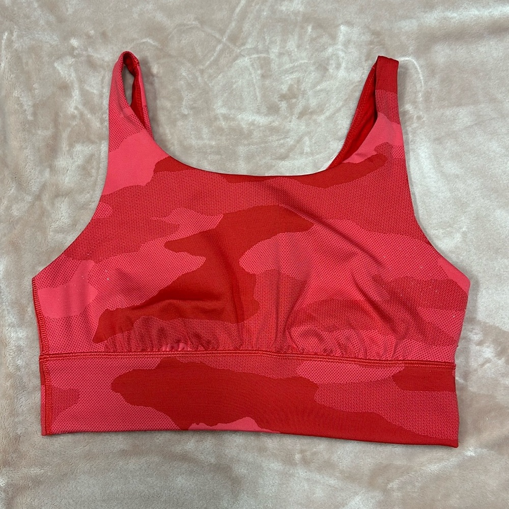 Aerie offline red camo keyhole back sports bra